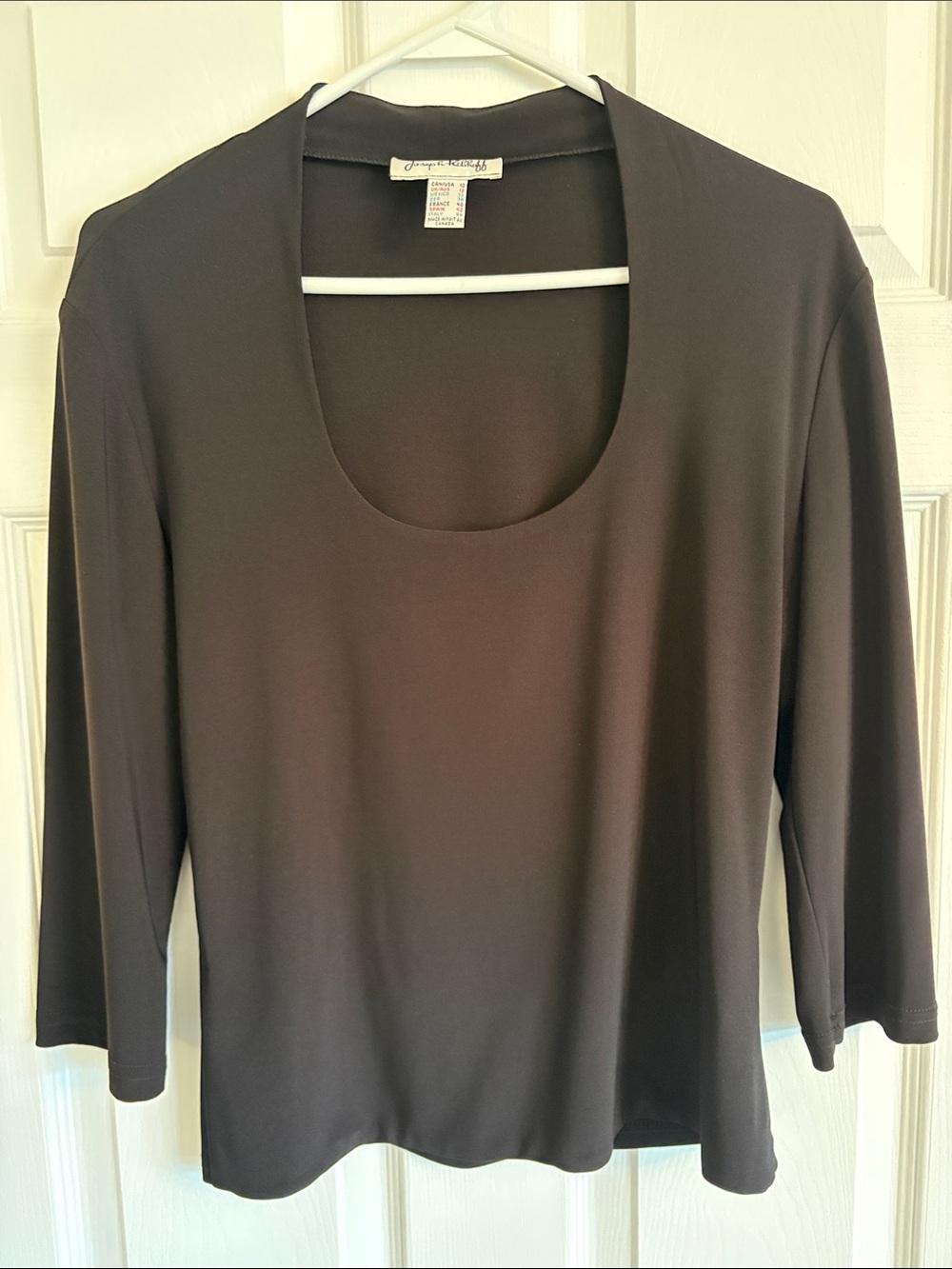 JOSEPH RIBKOFF Black Scoop Neck Top
